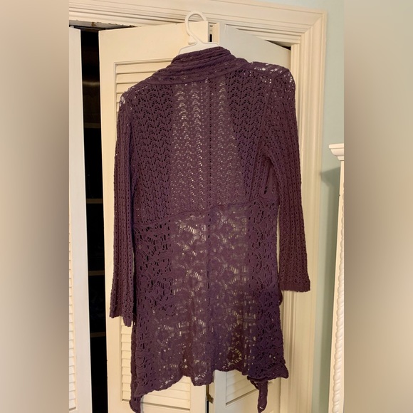 Cabi Style #719 Crochet Eggplant Cardigan - Picture 1 of 5